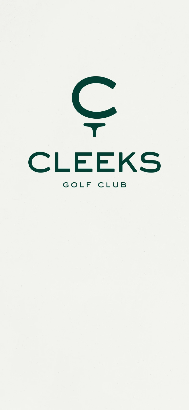 Logo with a stylized "C" atop the words "CLEEKS GOLF CLUB" on a plain background.